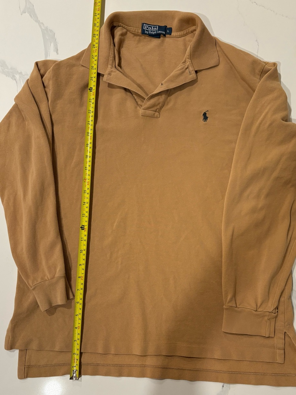 Polo Ralph Lauren Long Sleeve Polo Shirt Camel Tan Cotton Men’s Large Classic